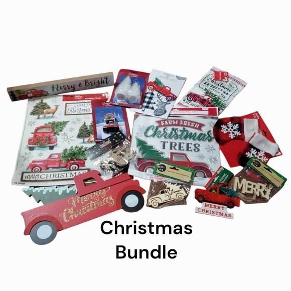 NWT Christmas Bundle Decorations /Crafts Red Truck Theme - Picture 1 of 15